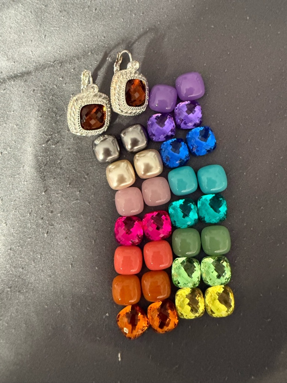 Joan Rivers Multi-Color Cushion Cut and Cabochon Earring Set - Assorted Colors - Picture 2 of 3